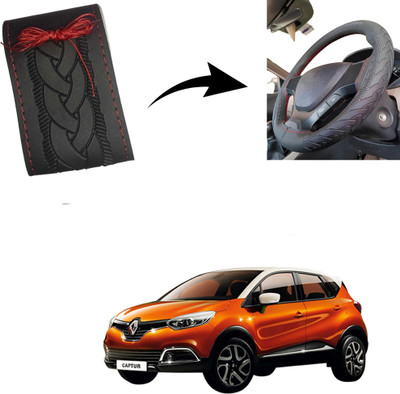 Autoinnovation Hand Stiched Steering Cover For Renault Universal For Car(Black, Leather)