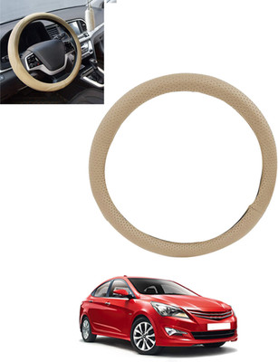 monolive Hand Stiched Steering Cover For Hyundai Verna(Beige, Leatherite)