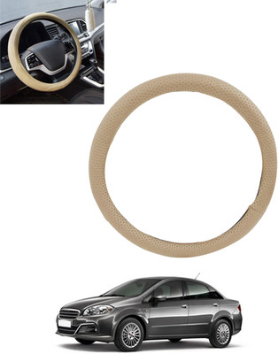ABJD Steering Cover For Fiat Linea(Beige, Leatherite)