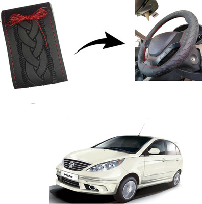 Autoinnovation Hand Stiched Steering Cover For Tata Indica Vista(Black, Leather)