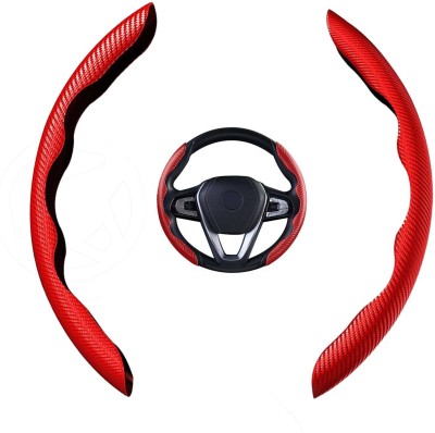 Kingsway Steering Cover For Universal For Car Universal For Car(Carbon Red, Leatherite)