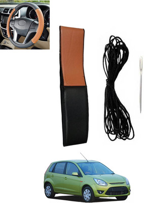 MSNP Hand Stiched Steering Cover For Ford Figo(Tan, Black, Leatherite)