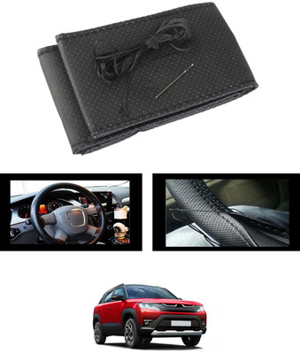MSNP Hand Stiched Steering Cover For Maruti Brio(Black, Leatherite)