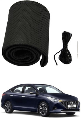 arneja trading company Hand Stiched Steering Cover For Hyundai Verna(Black, Leather)