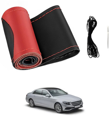 ABJD Hand Stiched Steering Cover For Renault E200(Red, Black, Leatherite)