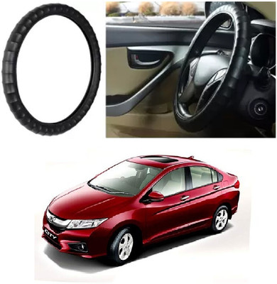 OOLTAH PAHIYA Hand Stiched Steering Cover For Honda City(Black, Leatherite)