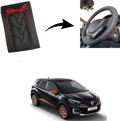 Autoinnovation Hand Stiched Steering Cover For Renault Universal For Car(Black, Leather)