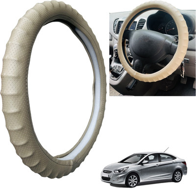 PEEPS STORE Steering Cover For Hyundai Verna Fluidic(Beige, Leatherite)