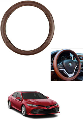 MATIES Steering Cover For Toyota Camry(Brown, Leather)