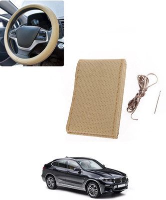 AYW Hand Stiched Steering Cover For BMW X4(Beige, Leatherite)