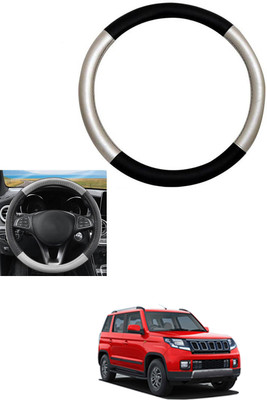 MATIES Steering Cover For Mahindra TUV 300(Silver, Black, Leather)