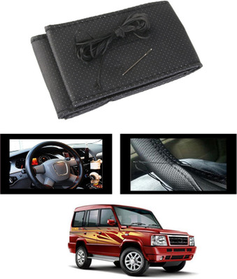 monolive Hand Stiched Steering Cover For Tata Sumo Grande(Black, Leatherite)
