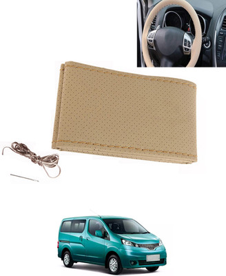 MATIES Hand Stiched Steering Cover For Nissan Evalia(Beige, Leatherite)