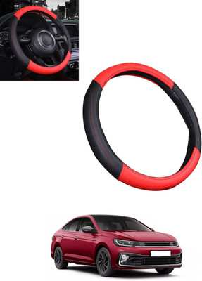 ABJD Steering Cover For Volkswagen Universal For Car(Red, Black, Leatherite)
