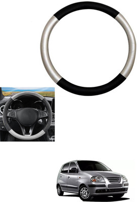 MATIES Steering Cover For Hyundai Universal For Car(Silver, Black, Leather)