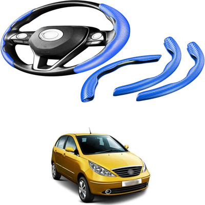 Pecunia Steering Cover For Skoda Laura(Carbon Fiber Blue, Polyurethane)