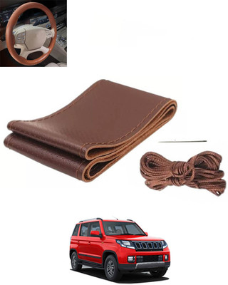 RKPSP Hand Stiched Steering Cover For Mahindra TUV 300(Brown, Leatherite)