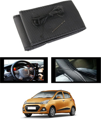 MSNP Hand Stiched Steering Cover For Fiat Grand Punto(Black, Leatherite)