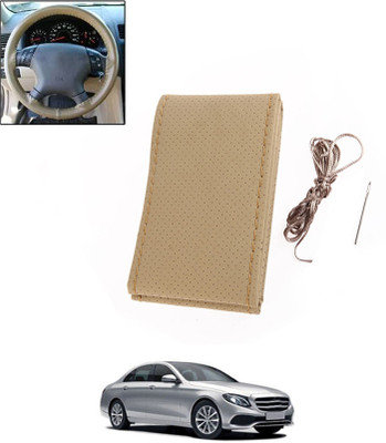MATIES Hand Stiched Steering Cover For Mercedes Benz E220(Beige, Leatherite)