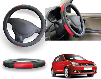 PEEPS STORE Steering Cover For Volkswagen Polo(Red, Leatherite)