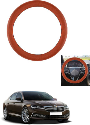 MATIES Steering Cover For Skoda Superb(Tan, Leather)