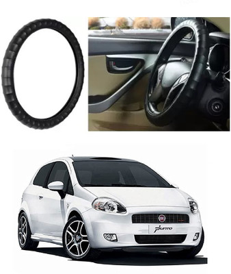 Shubh Auto Hand Stiched Steering Cover For Fiat Punto(Black, Leatherite)