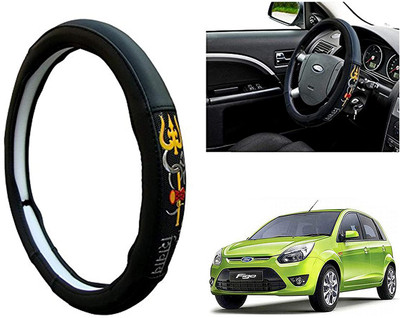 GS Grow n Shine Hand Stiched Steering Cover For Ford Figo(Black, Leatherite)