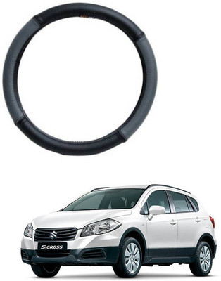 RKPSP Hand Stiched Steering Cover For Universal For Car S-Cross(Grey/Black, Leatherite)