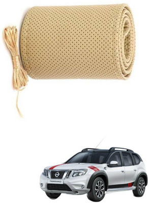RKPSP Hand Stiched Steering Cover For Universal For Car Terrano(Beige, Leatherite)