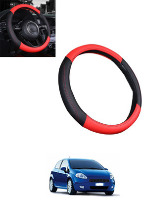 monolive Steering Cover For Fiat Grand Punto(Red, Black, Leatherite)