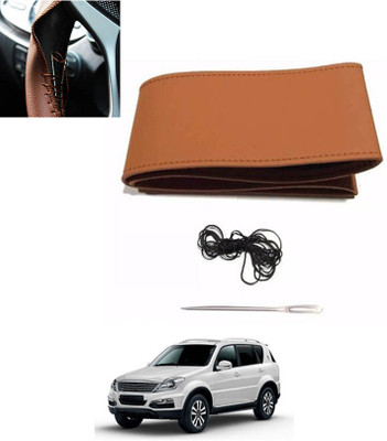 MATIES Hand Stiched Steering Cover For SsangYong Rexton(Tan, Leatherite)