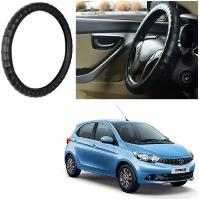 OOLTAH PAHIYA Hand Stiched Steering Cover For Tata NA(Black, Leatherite)