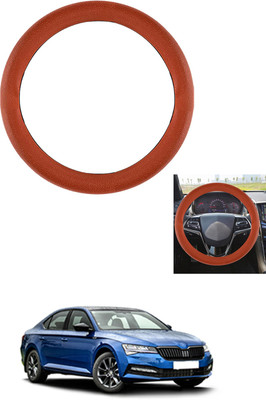 MATIES Steering Cover For Skoda Superb(Tan, Leather)