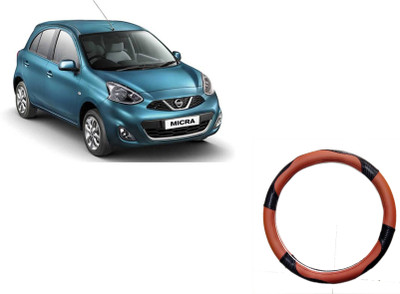 HOTRENZ Steering Cover For Nissan Micra(Light Brown,Black, Leatherite)
