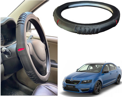 PEEPS STORE Steering Cover For Skoda Octavia(Black, Red, Leatherite)