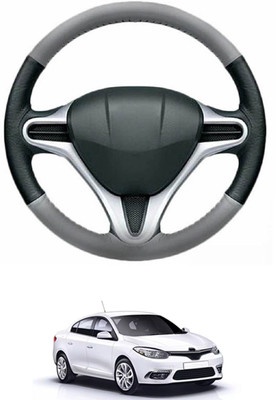 MATIES Steering Cover For Renault Fluence(Grey, Black, Leather)