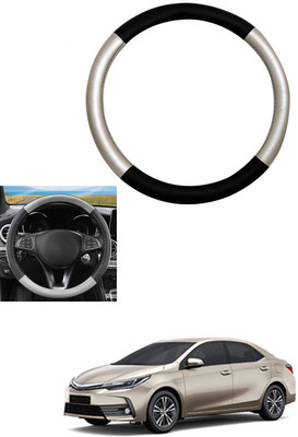 MATIES Steering Cover For Toyota Altis(Silver, Black, Leather)