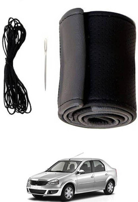 monolive Hand Stiched Steering Cover For Mahindra Logan(Grey/Black, Leatherite)