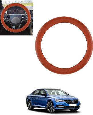 MSNP Steering Cover For Skoda Superb(Tan, Leatherite)