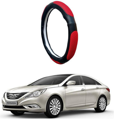 AUTO PEARL Steering Cover For Hyundai Sonata Embera(Black Red, Leatherite)