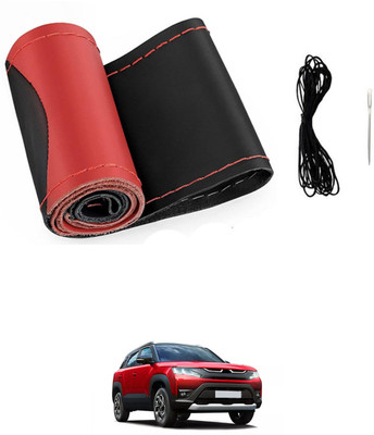 monolive Hand Stiched Steering Cover For Maruti Universal For Car(Red/Black, Leatherite)