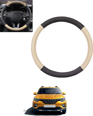 monolive Hand Stiched Steering Cover For Renault Universal For Car(Beige, Black, Leatherite)