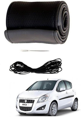 RKPSP Hand Stiched Steering Cover For Universal For Car Ritz(Black/Grey, Leatherite)