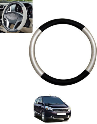 monolive Hand Stiched Steering Cover For Renault Lodgy(Silver/Black, Leatherite)
