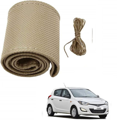 Arnejae Hand Stiched Steering Cover For Hyundai i20(Beige, Leather)