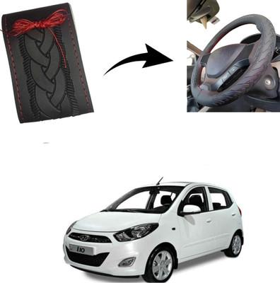 Autoinnovation Hand Stiched Steering Cover For Hyundai i10(Black, Leather)