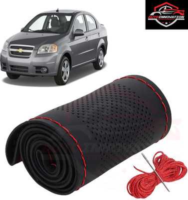 Autoinnovation Hand Stiched Steering Cover For Chevrolet Universal For Car(Black, Leather)