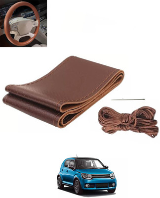 RKPSP Hand Stiched Steering Cover For Hyundai i20(Brown, Leatherite)