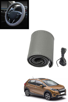 MATIES Hand Stiched Steering Cover For Honda Universal For Car(Grey, Leatherite)