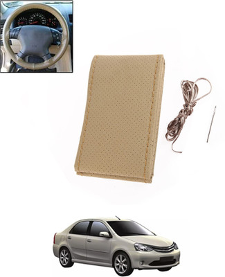 ABJD Hand Stiched Steering Cover For Toyota Etios Liva(Beige, Leatherite)